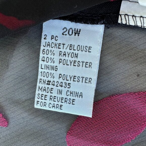 Dress Barn Sheer Floral Topper Size 20W Black Red Jacket - Picture 10 of 10